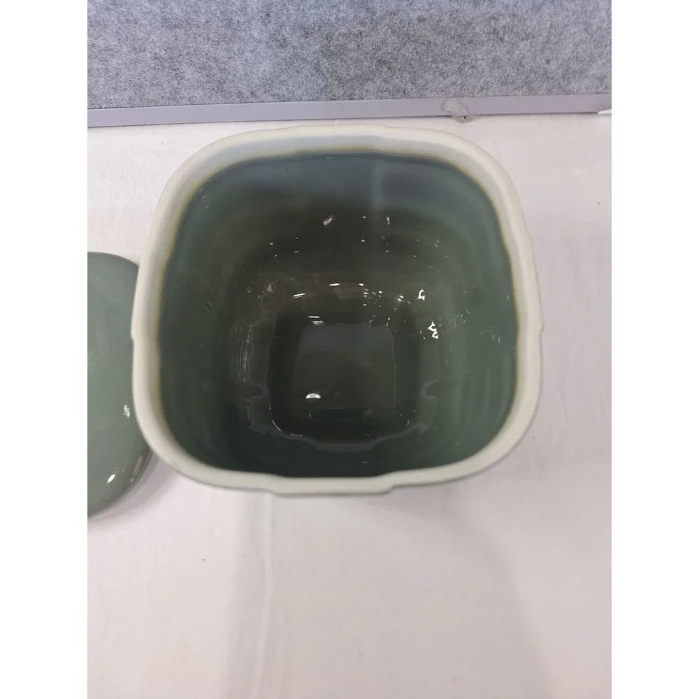 Vintage Hall China for Hotpoint Green Ceramic fridge Dish with Lid Art Deco